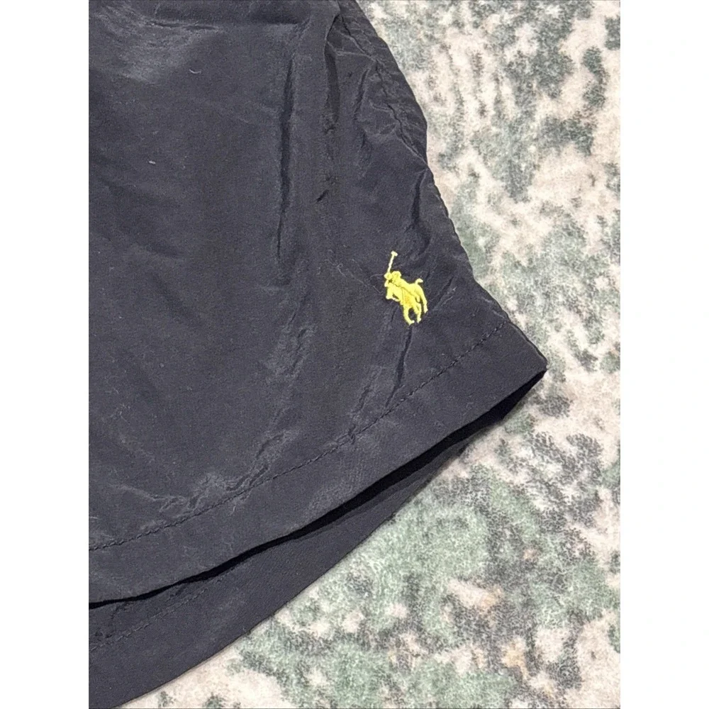 Vintage Polo Ralph Lauren Swim Trunks Men L Large Black Yellow Pony Taiwan